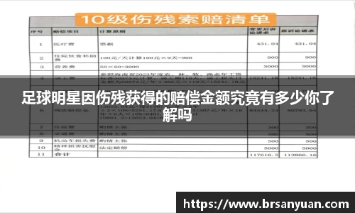 足球明星因伤残获得的赔偿金额究竟有多少你了解吗